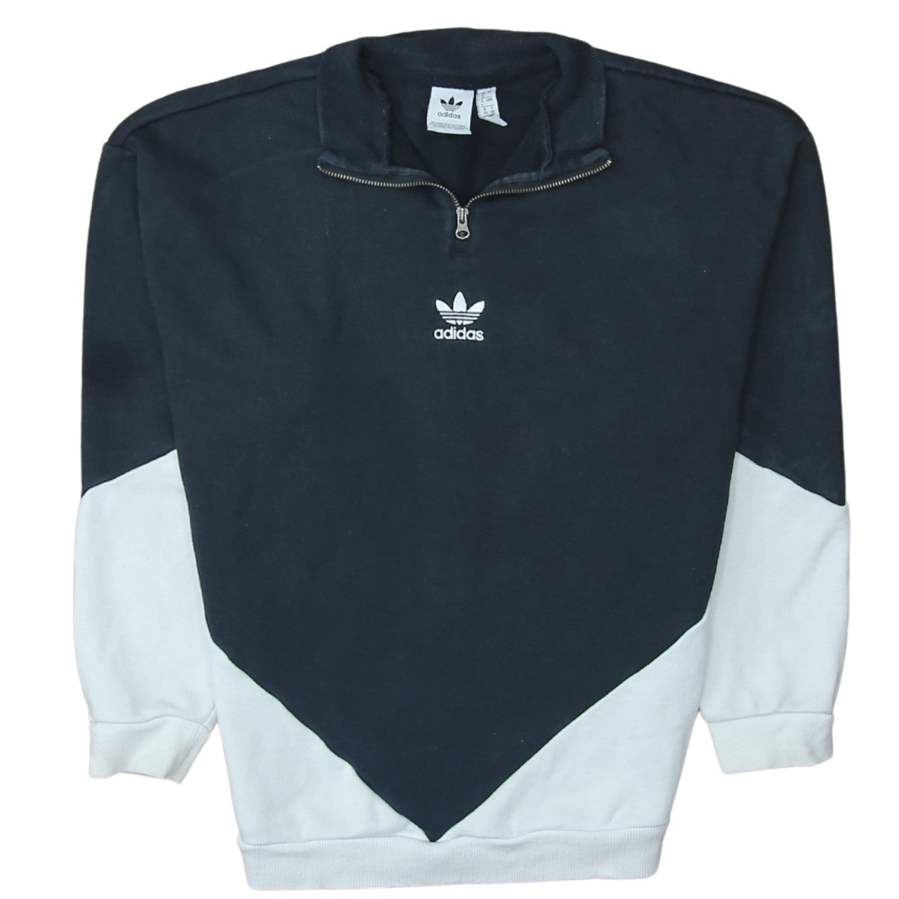 Adidas Womens Black & White 1/4 Zip Sweatshirt UK 8
