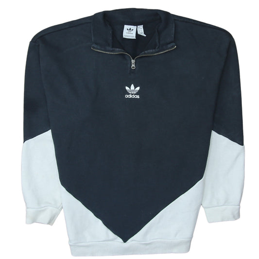 Adidas Womens Black & White 1/4 Zip Sweatshirt UK 8