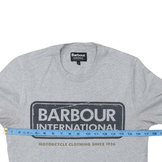 Barbour Women Grey Basic T-Shirt Size S Short Sleeve Cotton