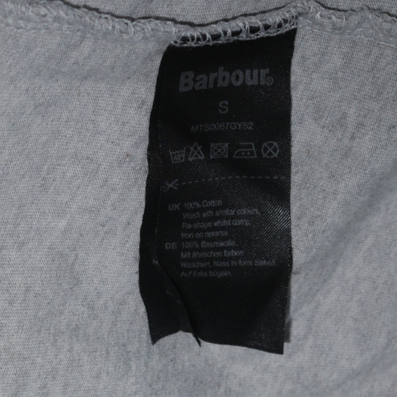Barbour Women Grey Basic T-Shirt Size S Short Sleeve Cotton