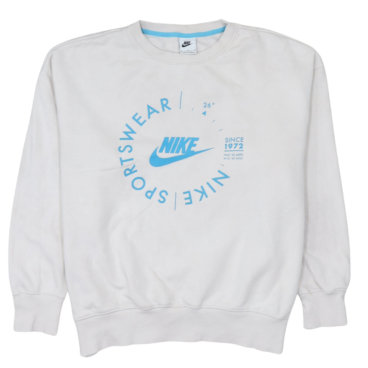 Nike Mens White Medium Pullover Crew Neck Graphic Sweatshirt