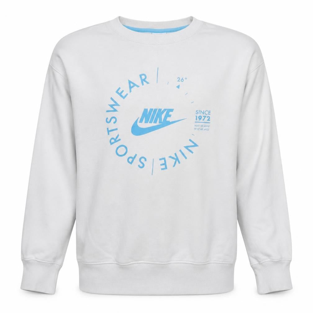 Nike Mens White Medium Pullover Crew Neck Graphic Sweatshirt