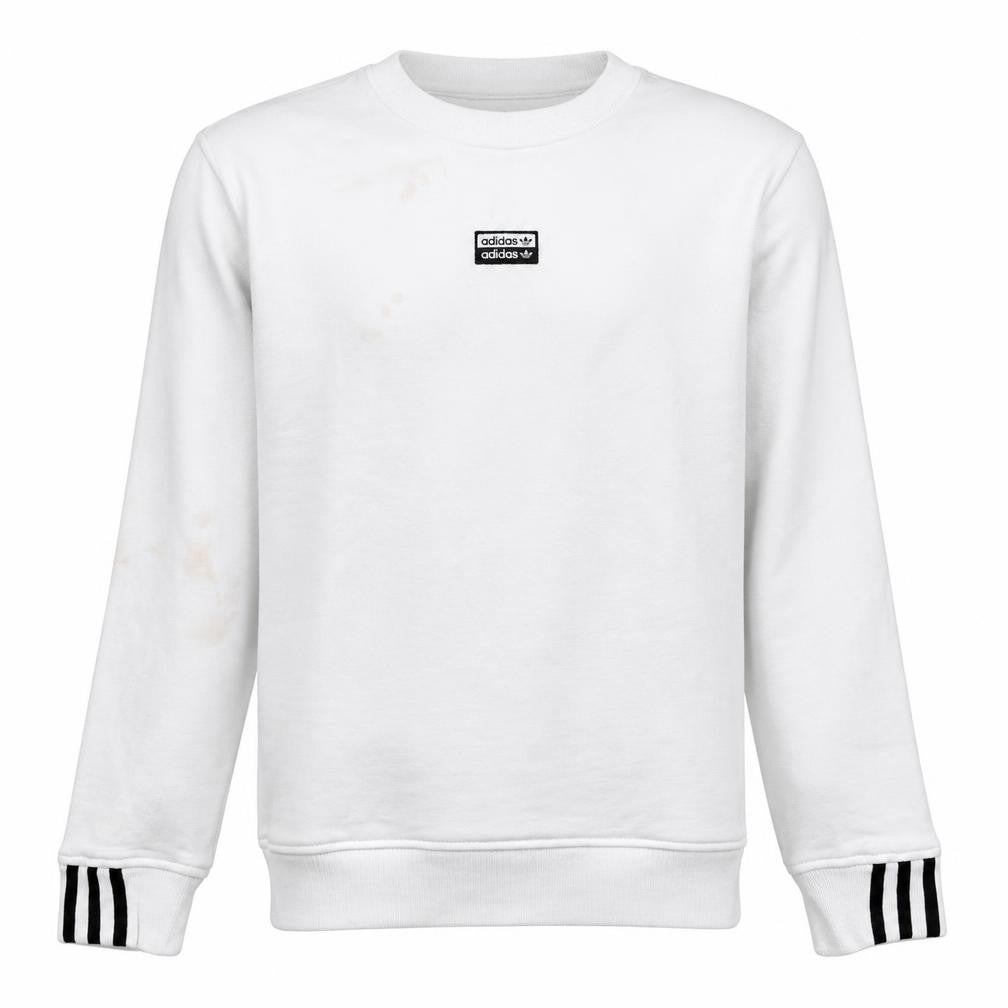 Front view of Adidas Men’s White Pullover Sweatshirt S Logo Crew Neck Sportswear