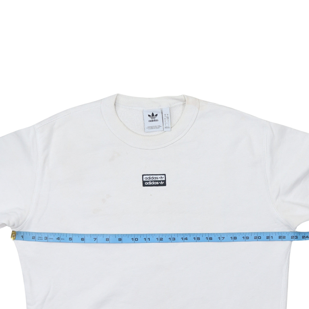 Adidas Men’s White Pullover Sweatshirt S Logo Crew Neck Sportswear