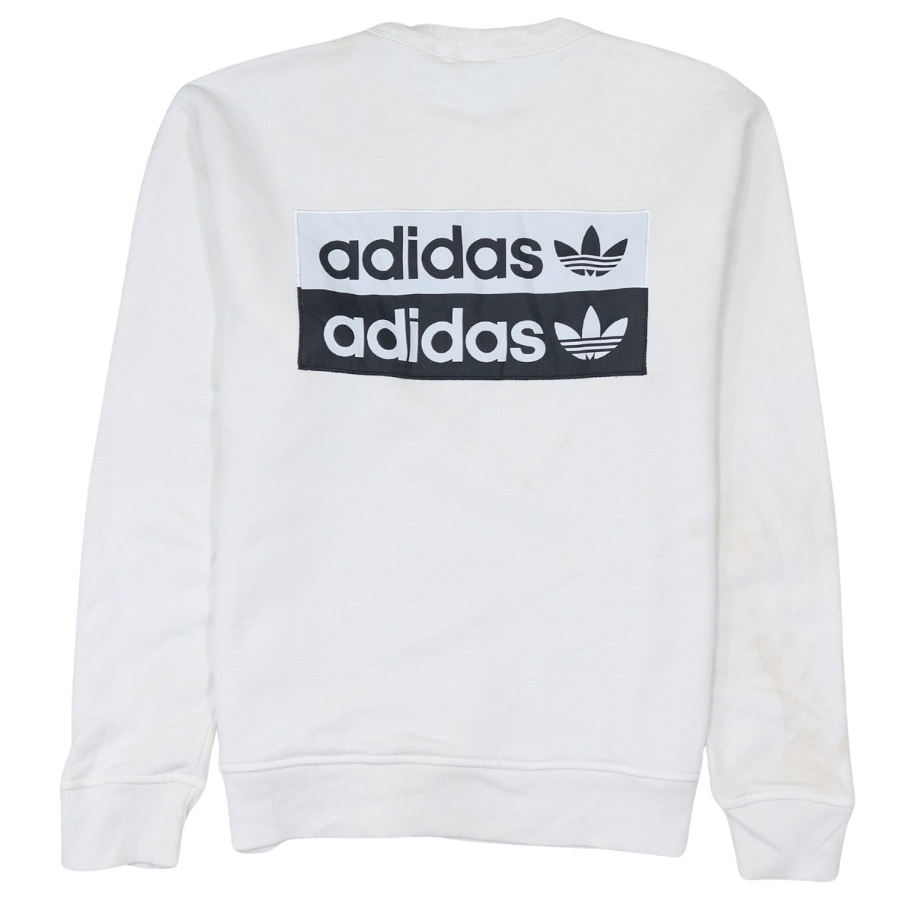 Adidas Men’s White Pullover Sweatshirt S Logo Crew Neck Sportswear