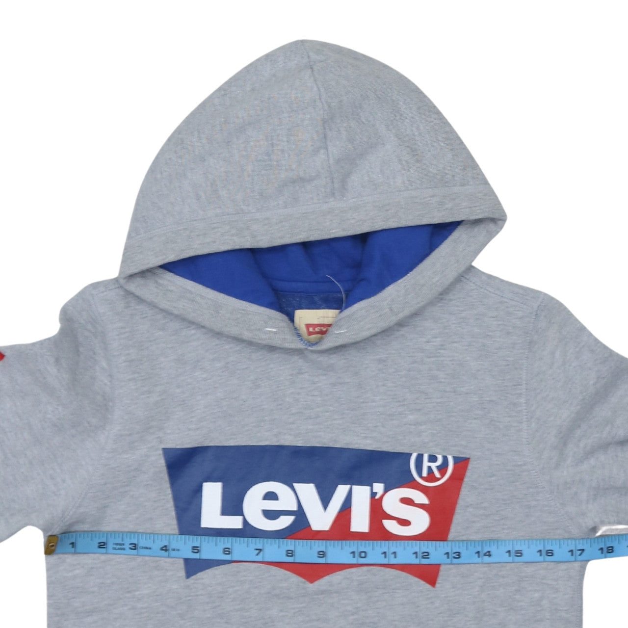 Levi's Boys Grey Pullover Hoodie 14 Years Hooded Graphic Print Sweatshirt