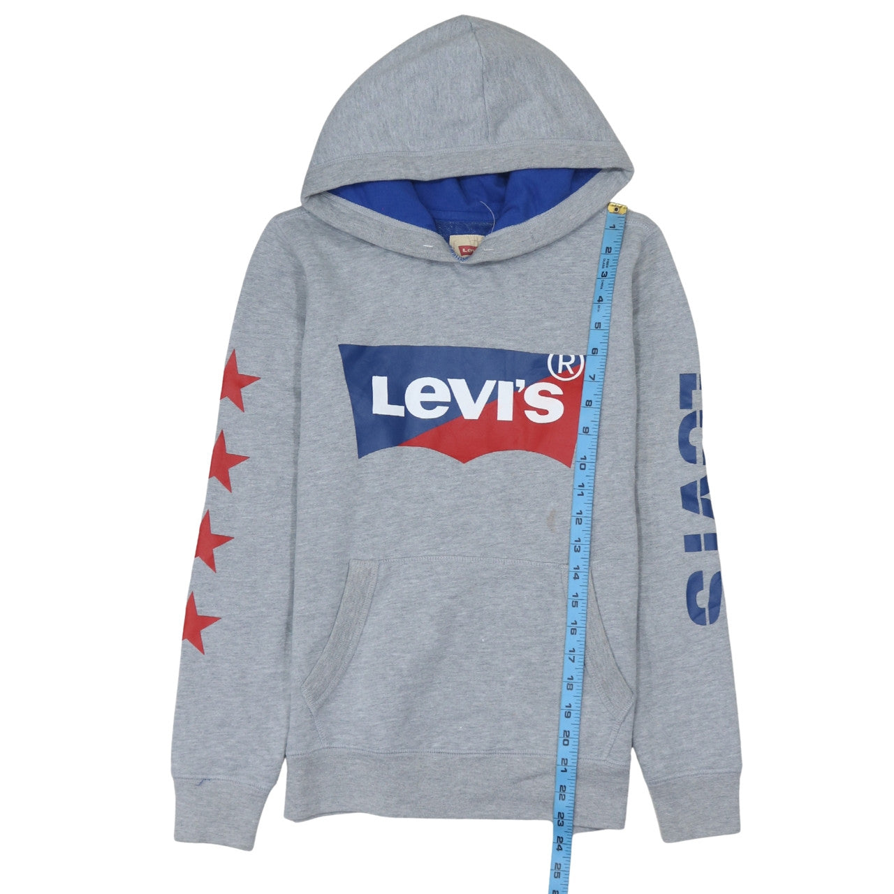 Levi's Boys Grey Pullover Hoodie 14 Years Hooded Graphic Print Sweatshirt