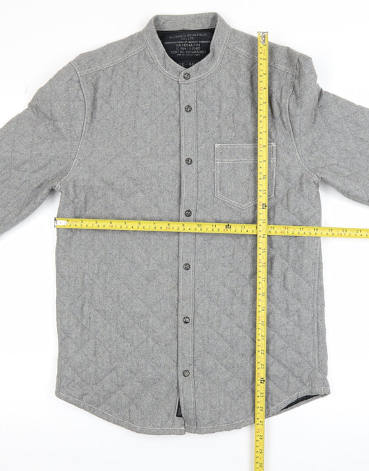 AllSaints Men's Grey Quilted Wool Blend Shirt Jacket Small