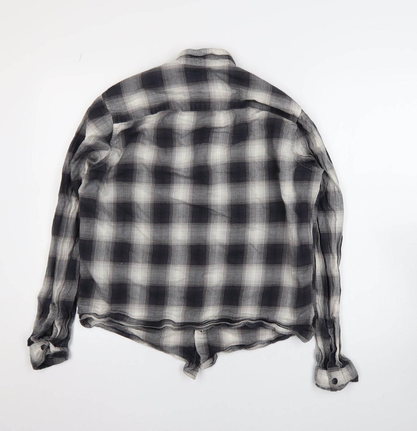 Next Men’s Grey Check Flannel Long Sleeve Button-Up Shirt M