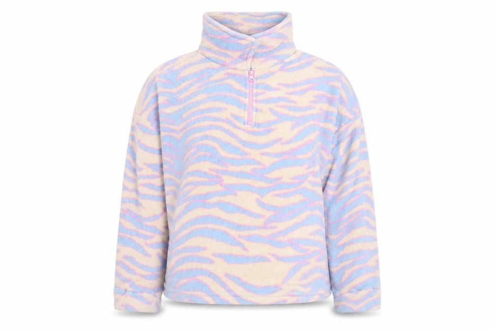 ASOS Design Women Beige Blue Pink 1/4 Zip Fleece Pullover UK 12