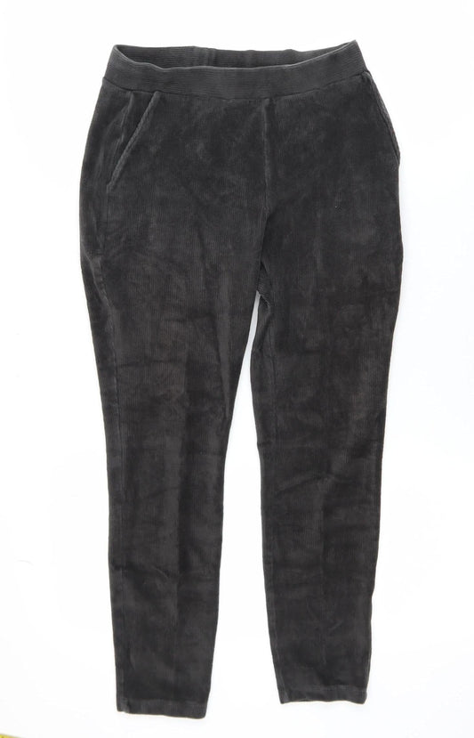 Lands' End Women Black Corduroy Ankle Leggings XS Cotton Blend