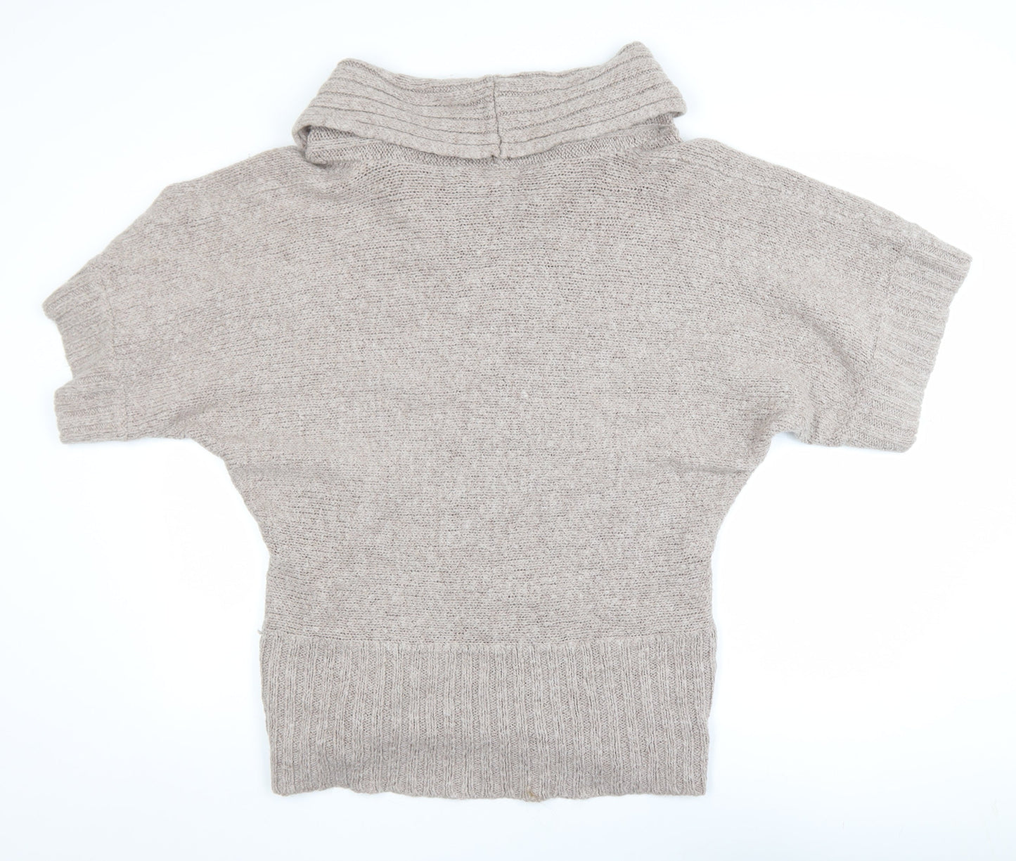 New Look Women’s Beige Cowl Neck Short Sleeve Chunky Knit Jumper Size 18