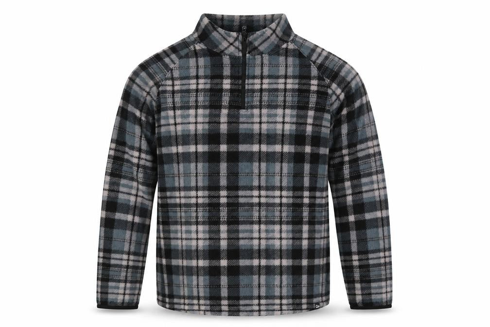 Outdoor Products Men's Grey Plaid 1/4 Zip Fleece Sweatshirt XL