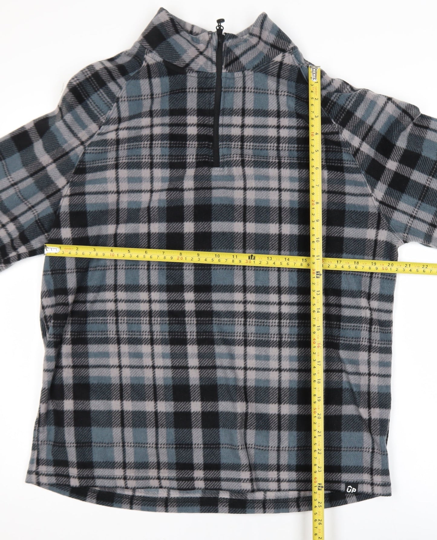 Outdoor Products Men's Grey Plaid 1/4 Zip Fleece Sweatshirt XL
