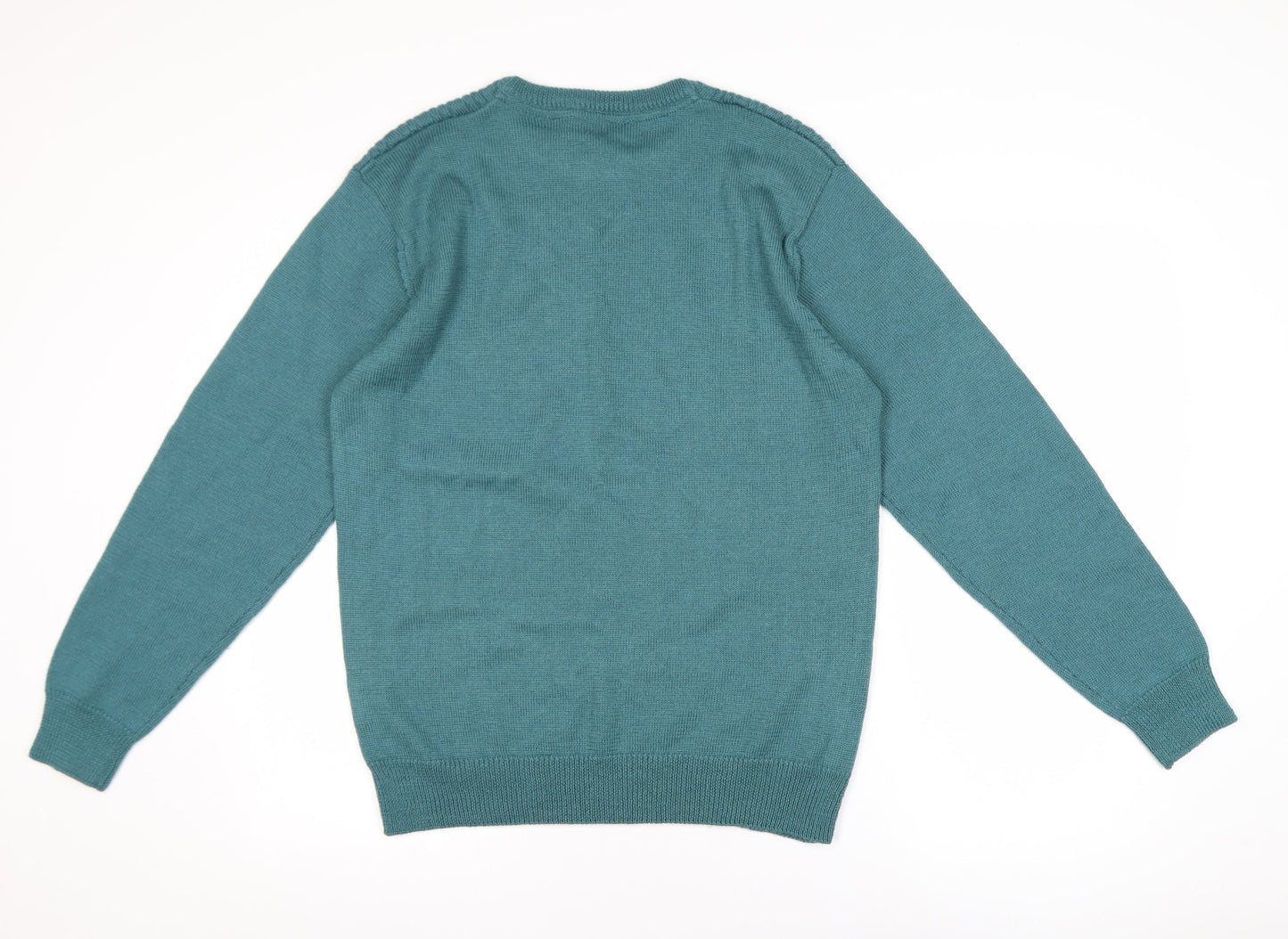 Bar Harbour by Double Two Mens Green L Cable-Knit Wool Blend Jumper