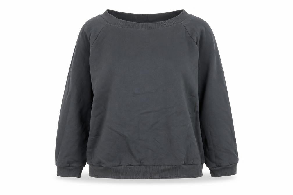 Om & Ah Women Charcoal Grey Pullover Sweatshirt S/M Relaxed Fit