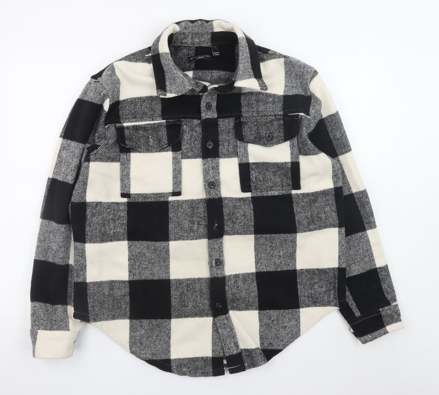 Brave Soul Men's Black Check Flannel Jacket M Casual Button Shirt