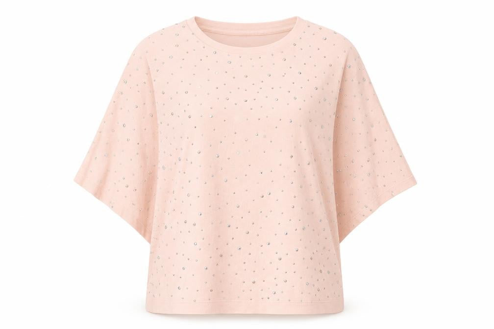 Phase Eight Women's Pink Beaded Dolman Jersey T-Shirt Medium