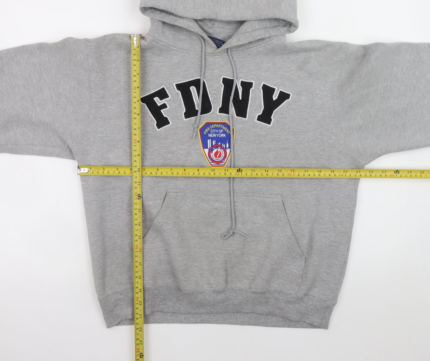 FDNY Men's Grey Pullover Hoodie Size S Embroidered Logo Sweatshirt