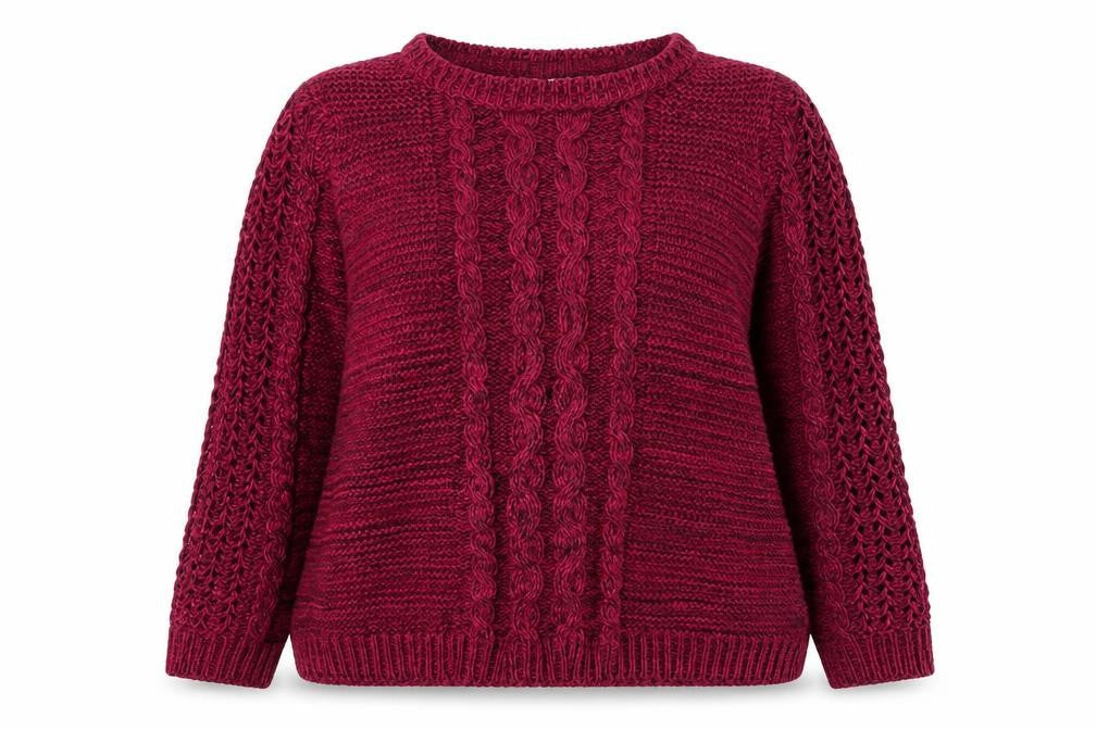 Marks and Spencer Women's Red Cotton Cable Knit Jumper Size 18