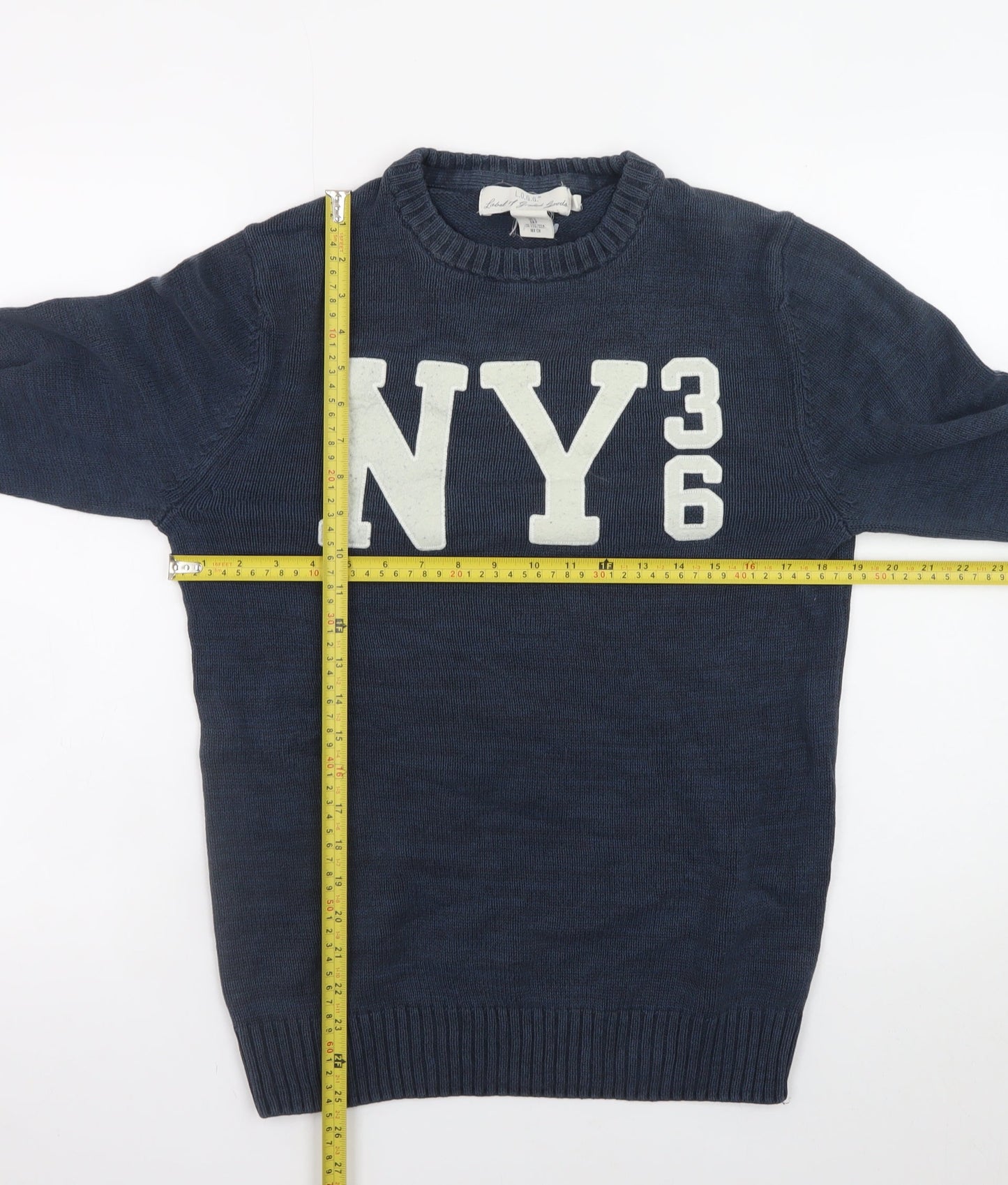 L.O.G.G. Mens Blue Cotton NY36 Crew Neck Pullover Jumper Size S