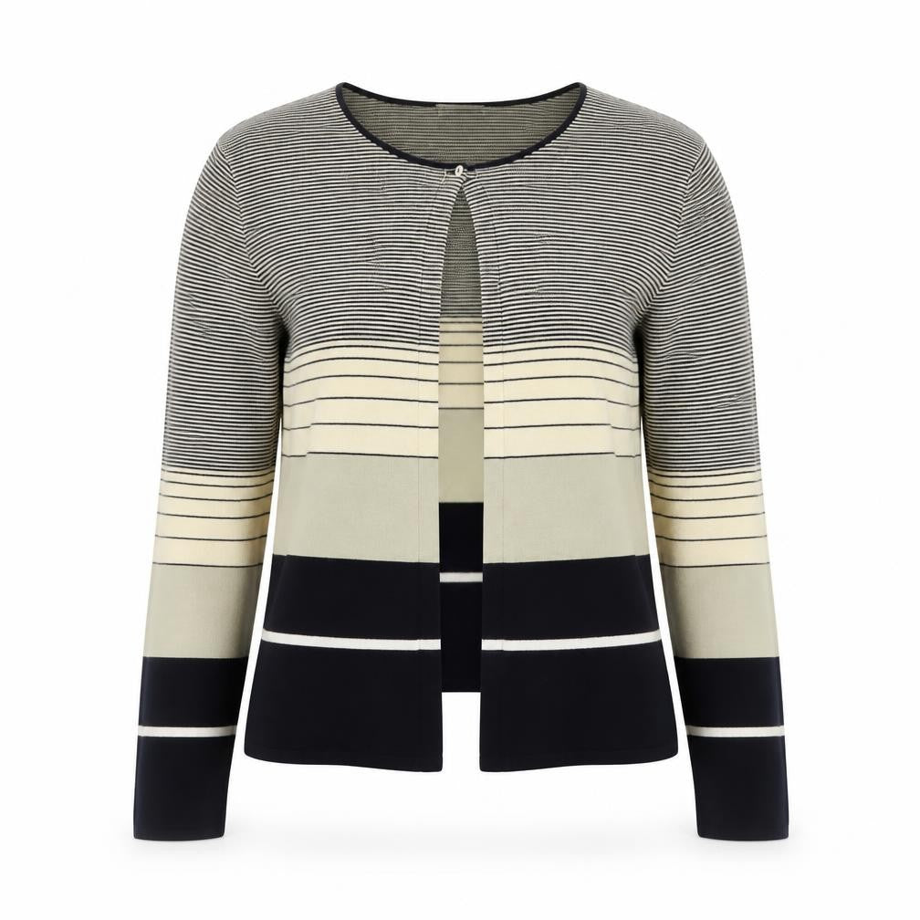 Planet Womens Black Beige Striped Knit Cardigan Size L