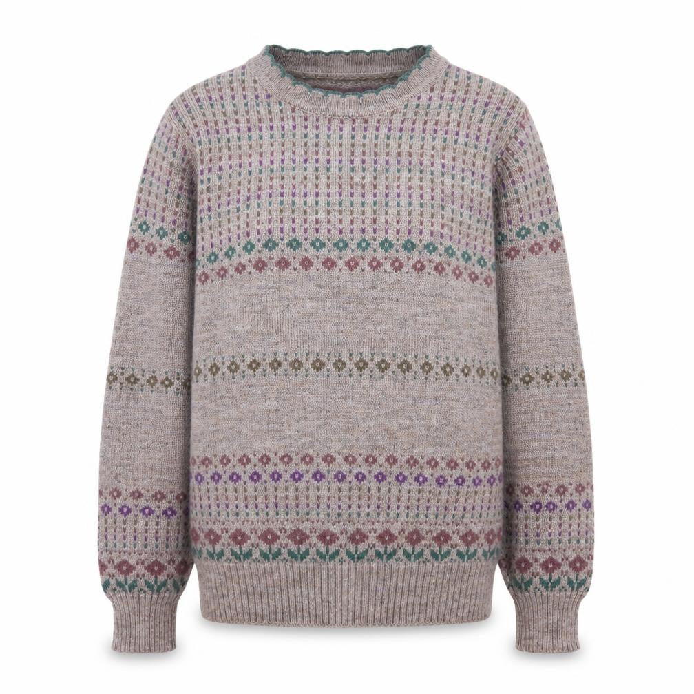 Barry Ashley Women's Beige Fair Isle Wool Blend Jumper Size 14