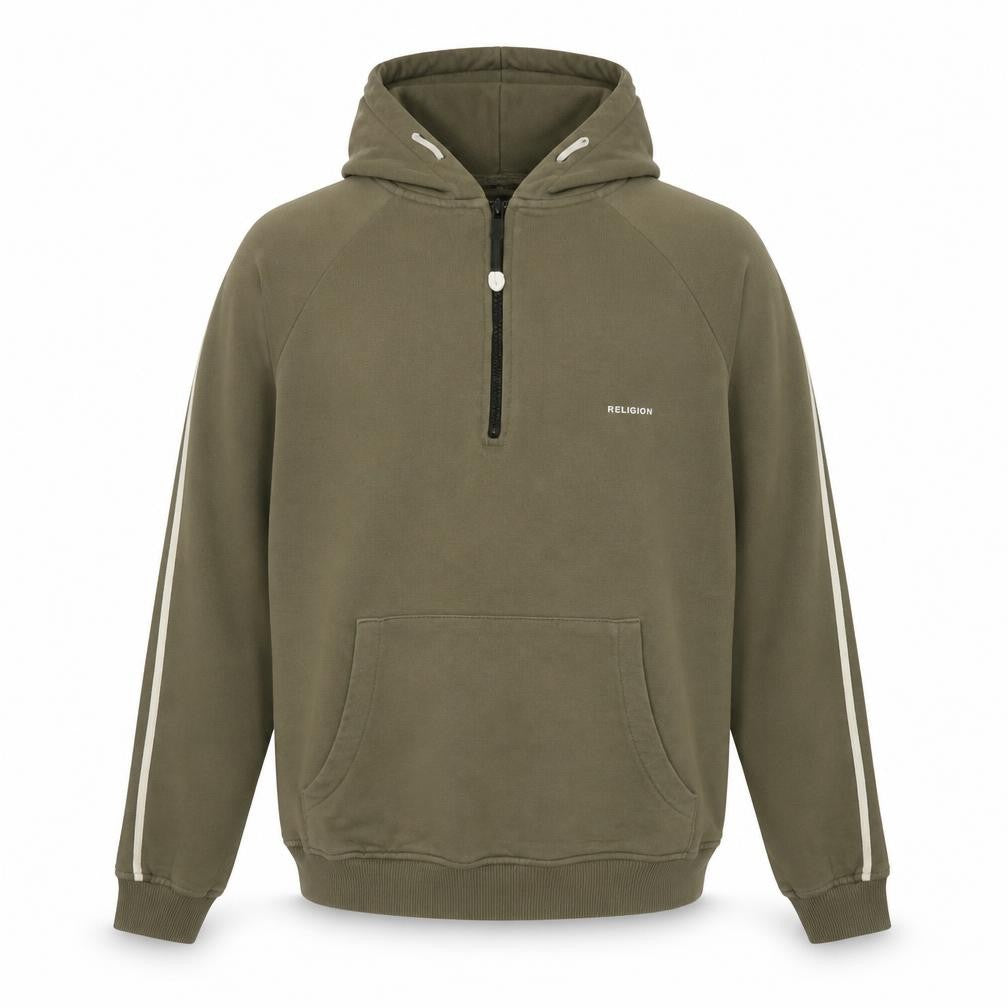 Religion Men’s Green Small Half Zip Hoodie with Logo