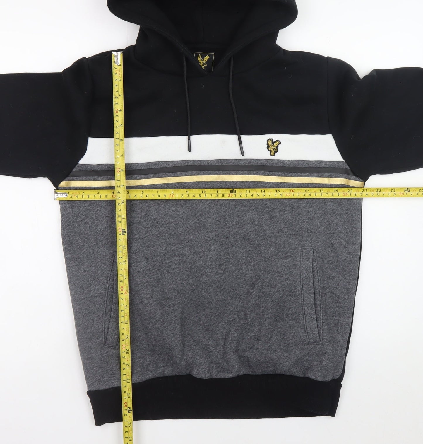 Crystal Palace Men’s Black Grey Gold Pullover Hoodie S Football Style