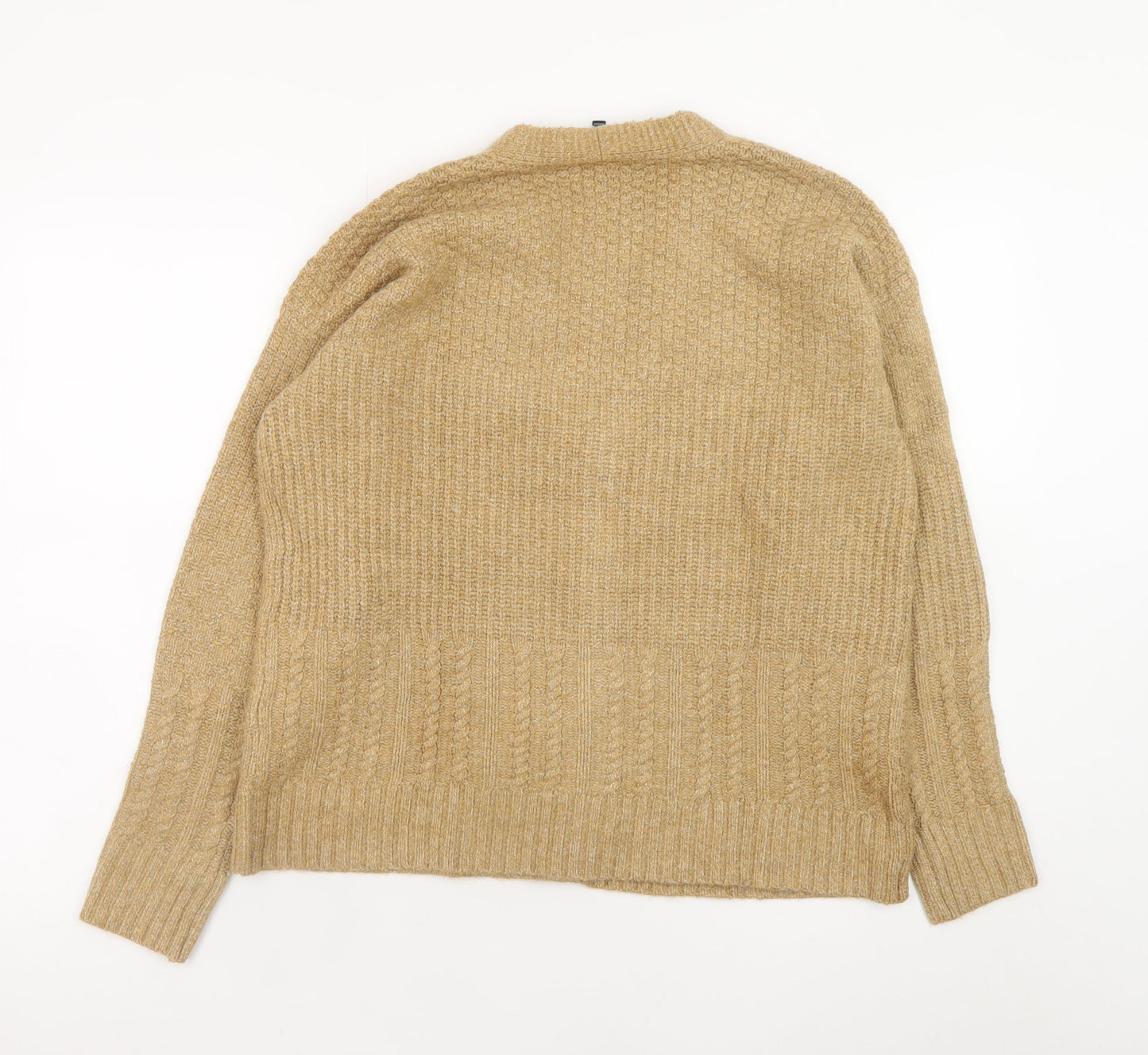 Cabi Women Beige Cable Knit Cardigan Small V-Neck Button Down