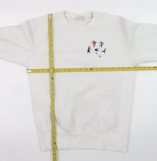 Champion Men's White Reverse Weave Embroidered Sweatshirt Size S