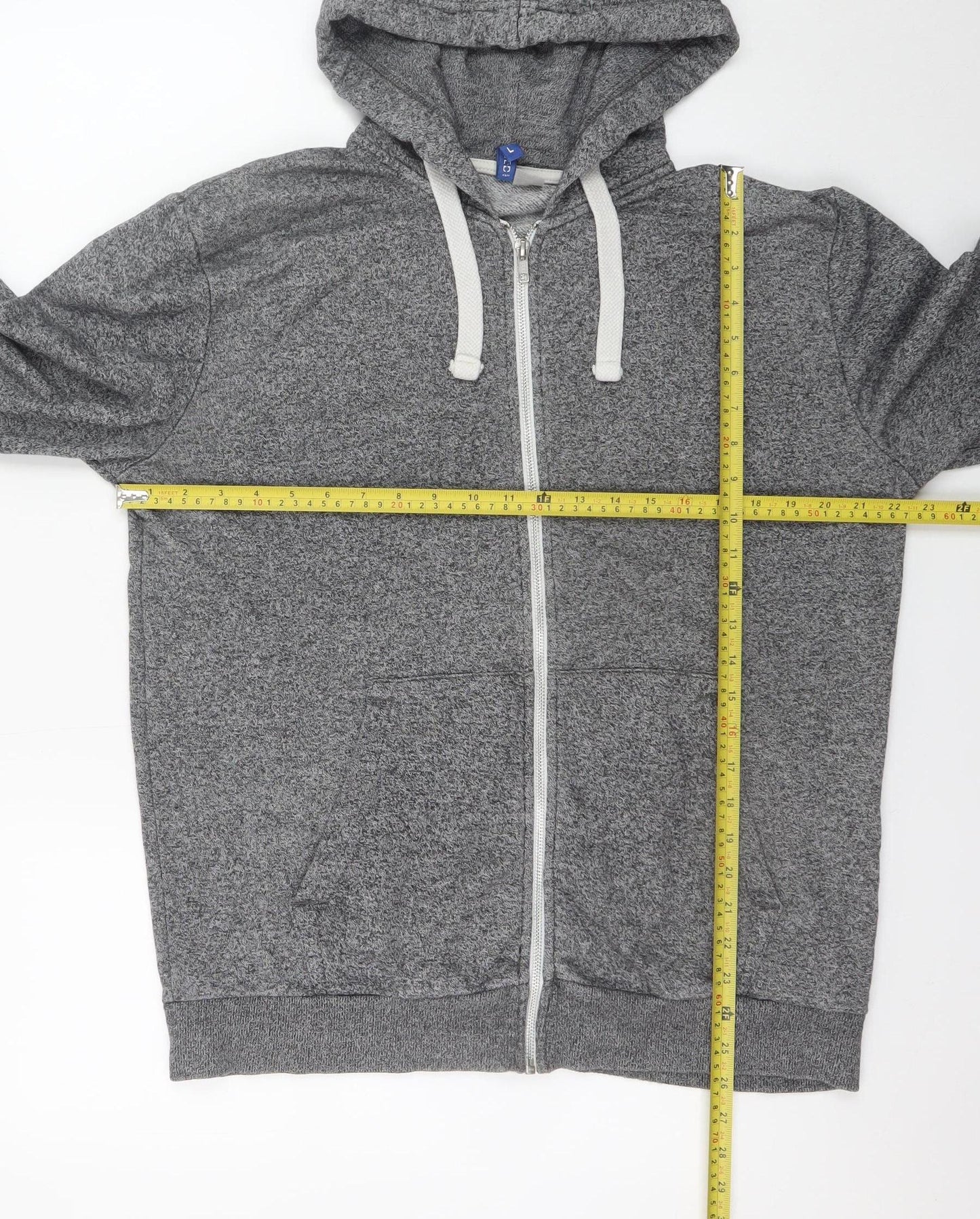 H&M Divided Mens Grey Full Zip Hoodie L Regular Fit
