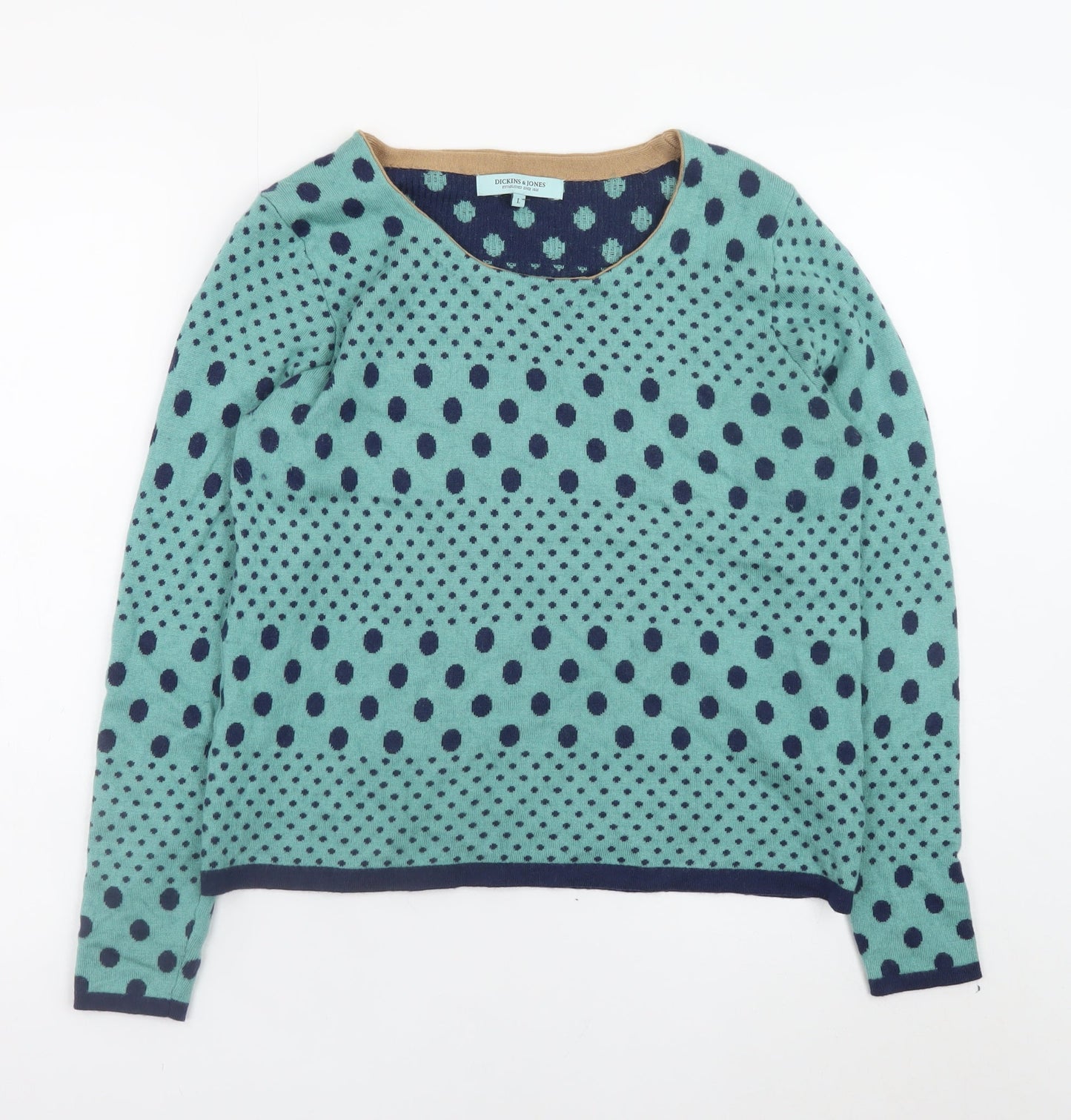 Dickins & Jones Womens Blue Polka Dot Wool Blend Jumper L