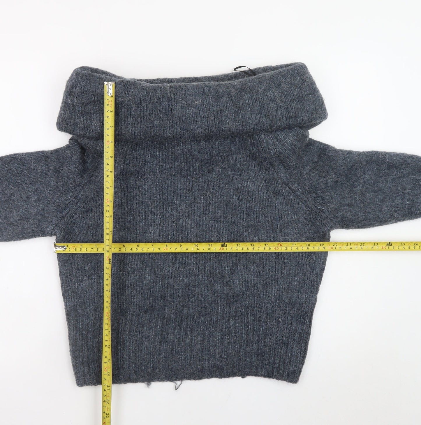H&M Womens Grey Cowl Neck Chunky-Knit Pullover Jumper Size S