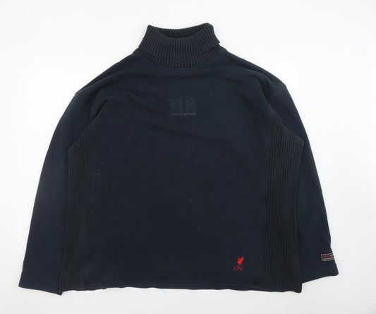 Liverpool FC Men's Blue XL Roll Neck Pullover Cotton Jumper