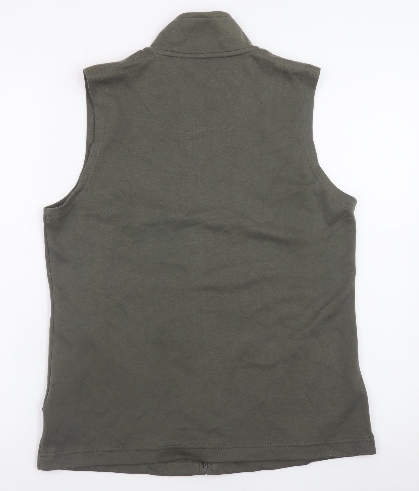 Dash Womens Green Cotton Blend Zip Waistcoat Size 10