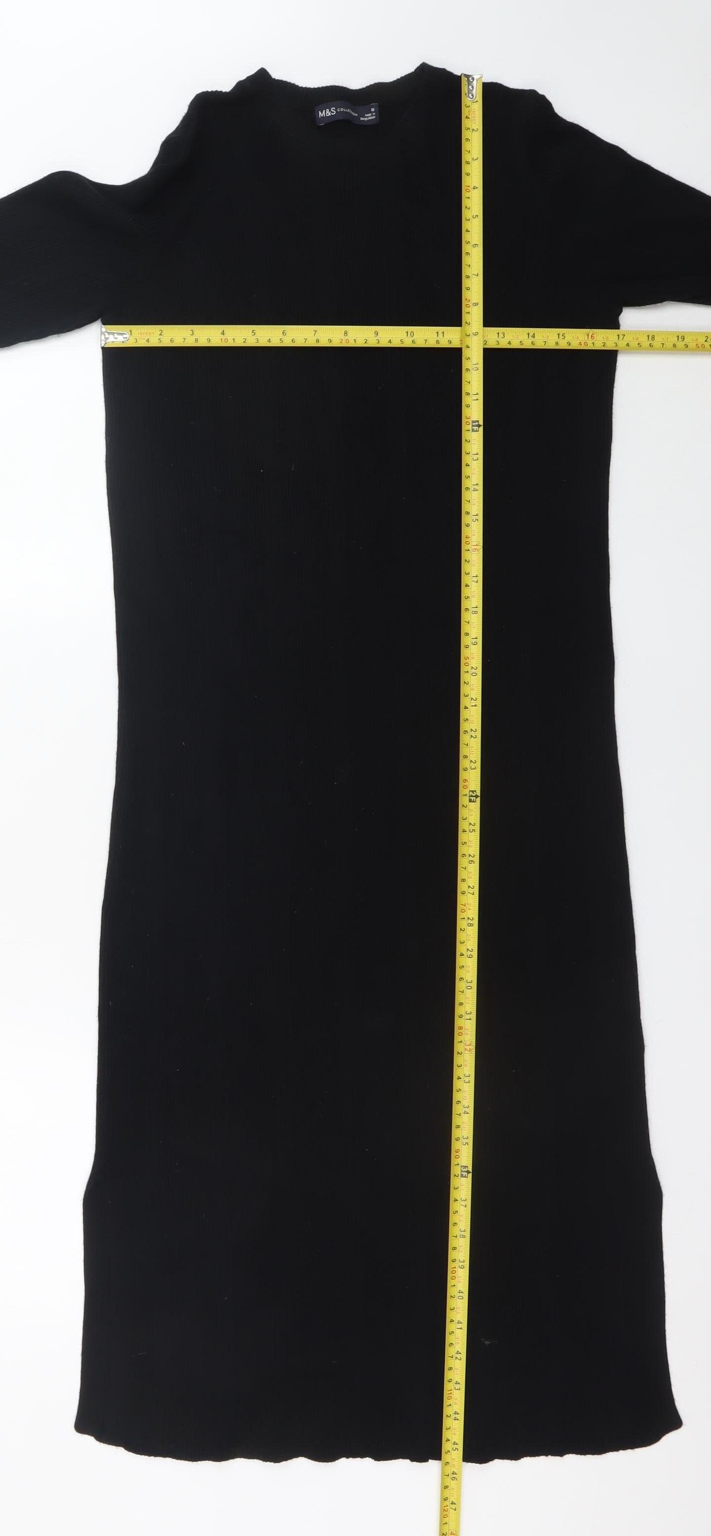Marks and Spencer Women Black Size 16 Knit Bodycon Midi Dress
