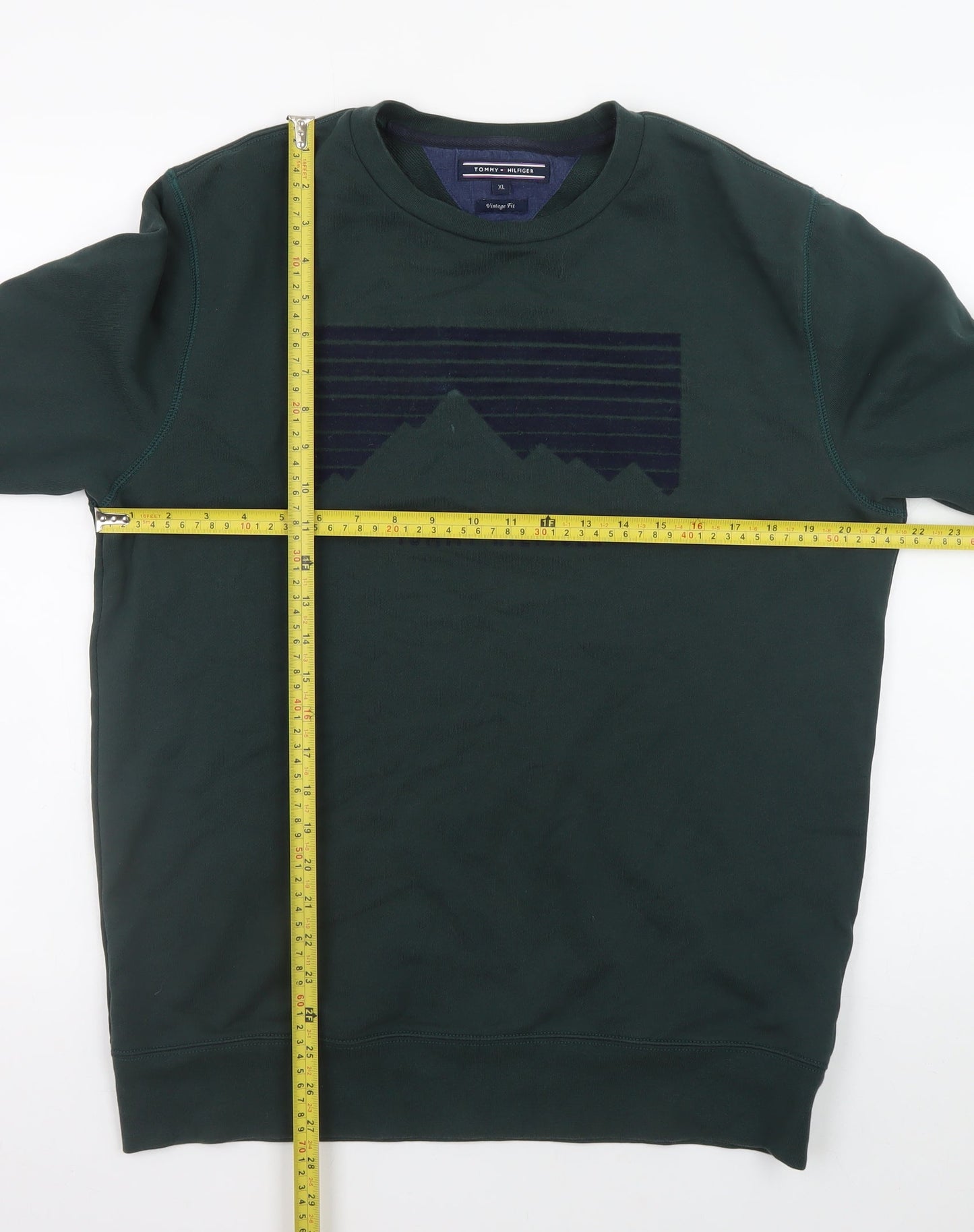 Tommy Hilfiger Men's Green XL Vintage Fit Graphic Sweatshirt