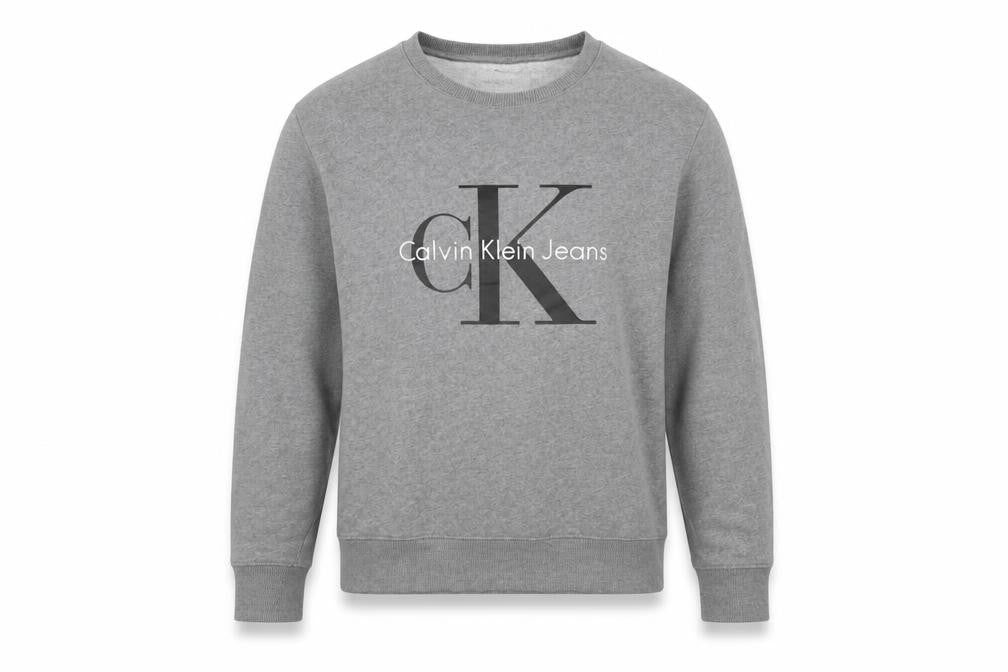 Calvin Klein Jeans Men's Grey Crew Neck Logo Sweatshirt L