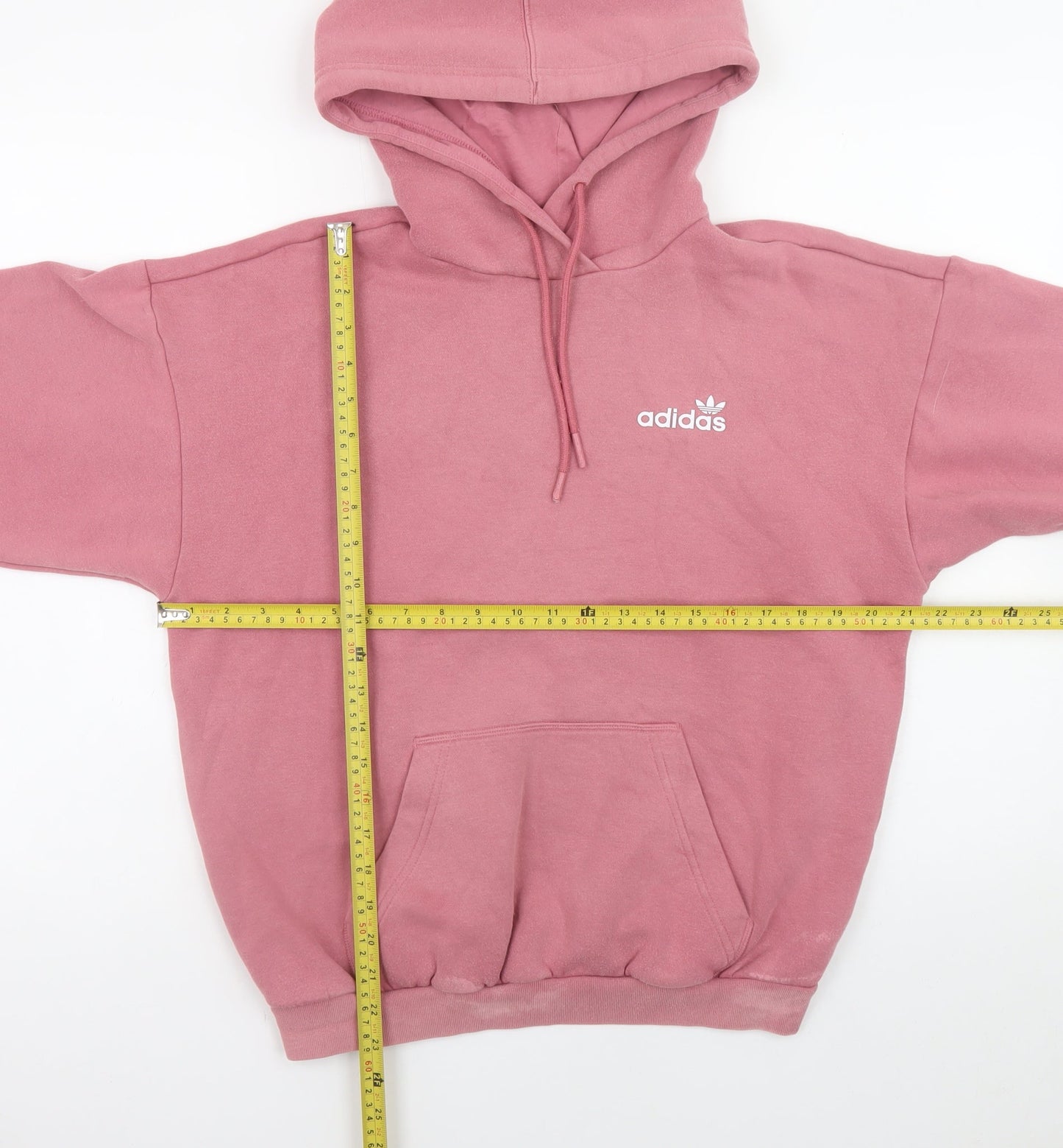 Adidas Womens Pink Pullover Hoodie Size 14 Relaxed Fit Cotton Blend