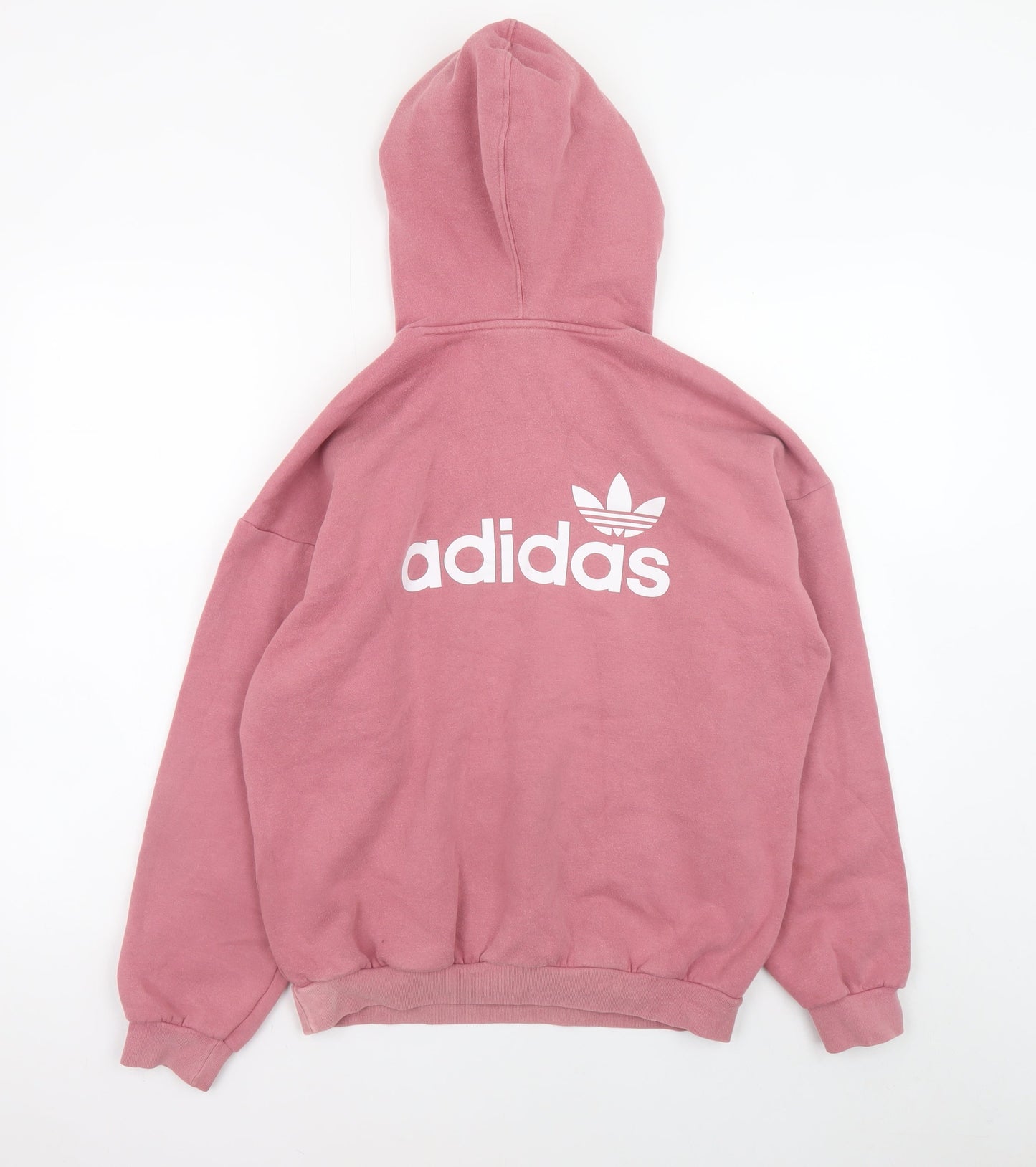 Adidas Womens Pink Pullover Hoodie Size 14 Relaxed Fit Cotton Blend