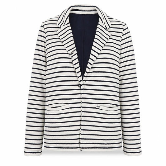 Superdry Womens White Striped Knit Cardigan L Collared Long Sleeve
