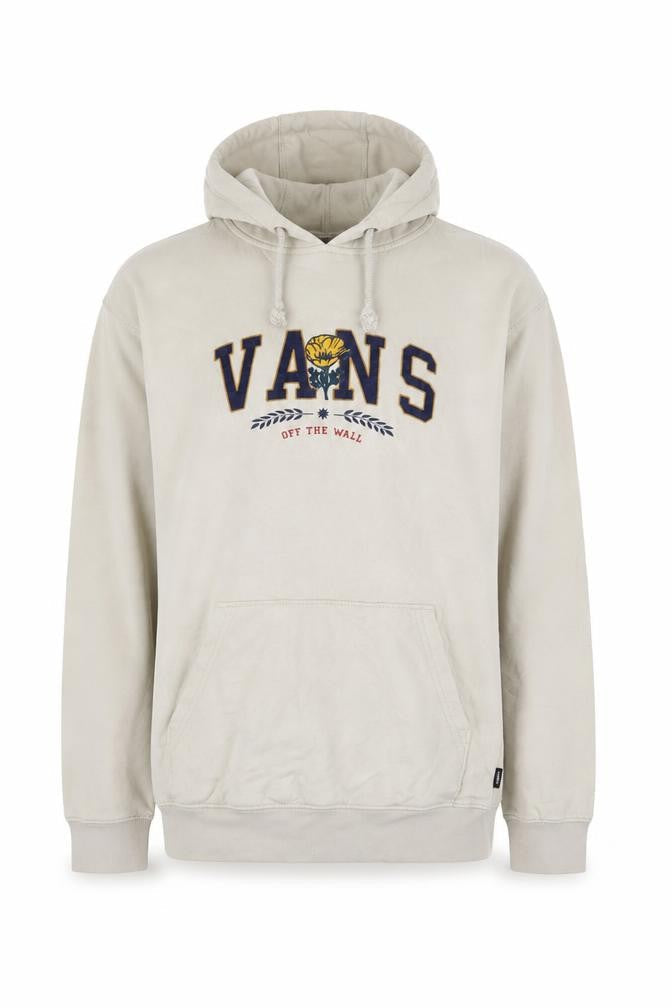 Vans Mens Beige Small Pullover Hoodie Embroidered Logo Sweatshirt