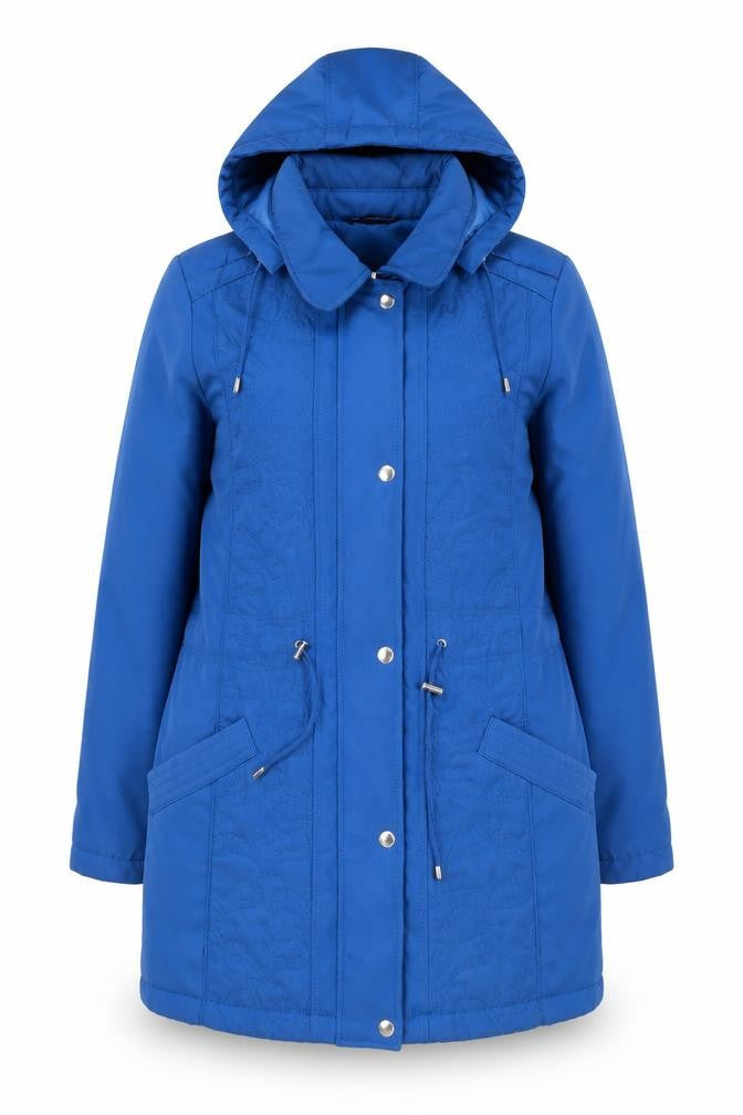 Bonmarché Women's Blue Hooded Parka Coat Size 12