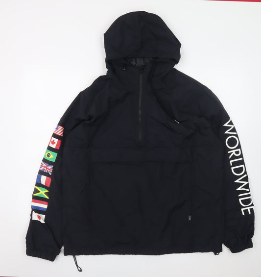HUF Men's Black Worldwide Hooded Anorak Jacket Size M Streetwear