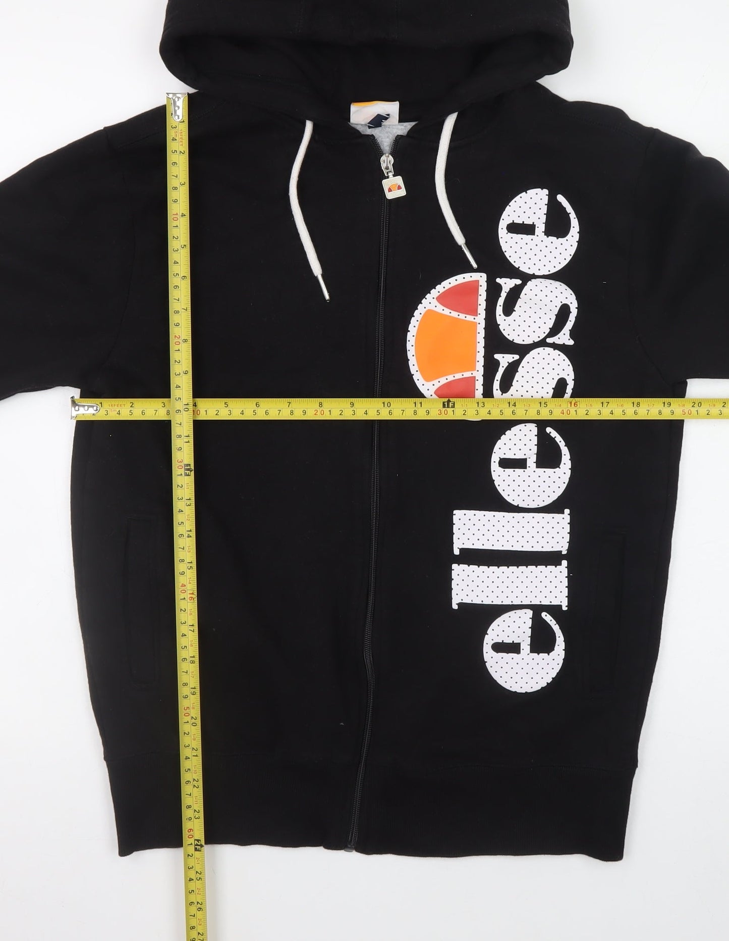 Ellesse Womens Black Full Zip Hoodie Medium Cotton Blend