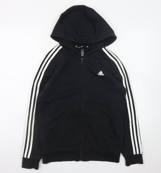 Adidas Boys Black Full Zip Hoodie 13-14 Years Fleece Sportswear