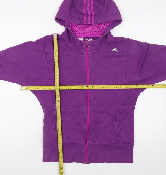 Adidas Girls Purple Full Zip Hoodie 13-14 Years Sports Hooded Sweatshirt
