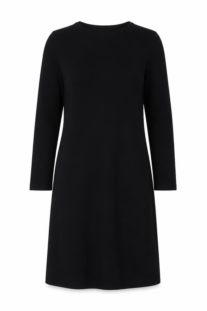 Marks and Spencer Women Black Size 8 Shift Jersey Long Sleeve Dress