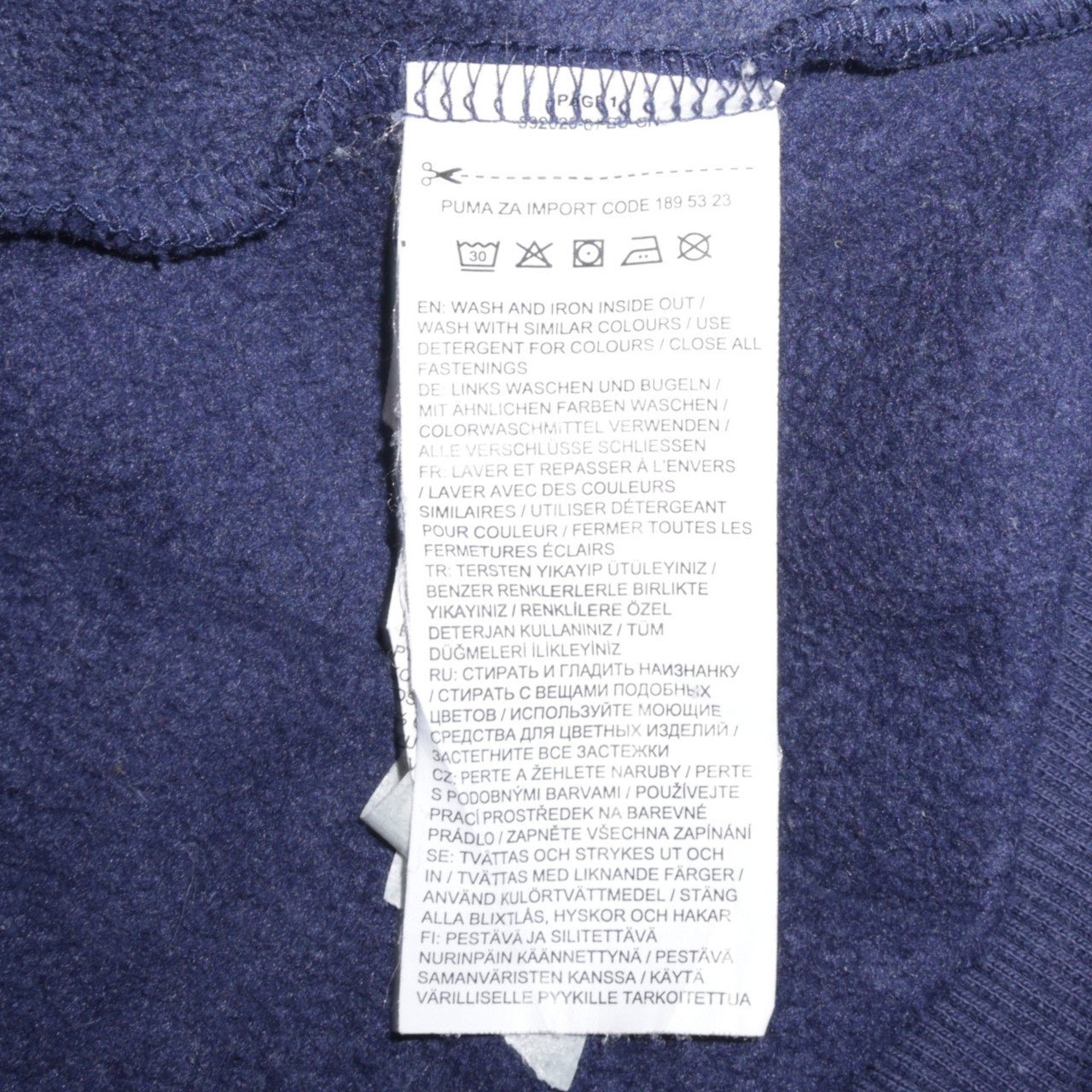 Puma Men's Blue Full Zip Hoodie Size L Sportswear Fleece
